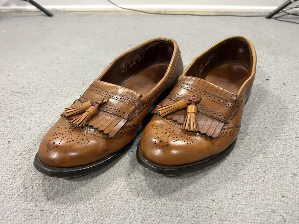 Allen Edmonds Bridgeton Shoes Mens Size 10 Brown Leather Tassel Loafers Wingtip
